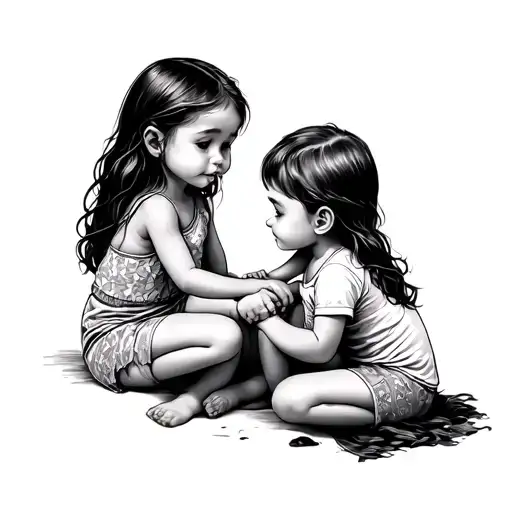 Two Daughters And Son Playing