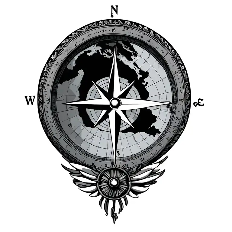 Cruise Ship Compass Mediterranean Map Outline