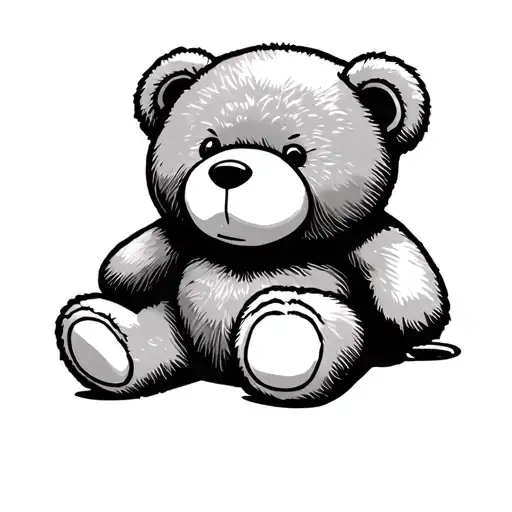 Fine Line Teddy Bear Outline Drawing