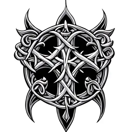 Celtic Cross Intertwined With Elements