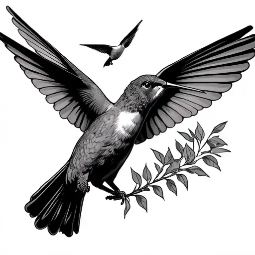 Ucla Bruin And Hummingbird Hovering