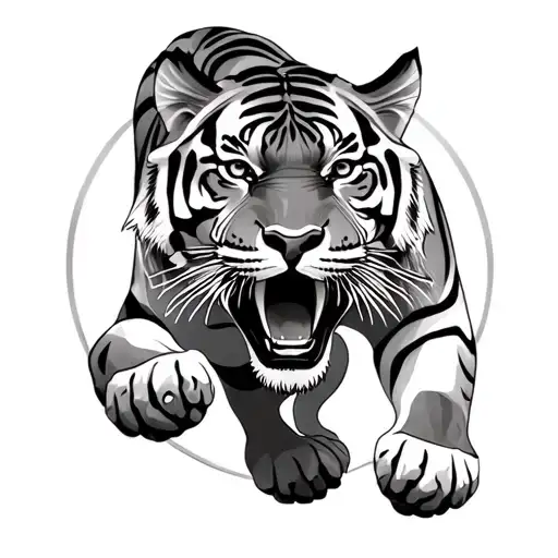 Tiger Running Around A Circle