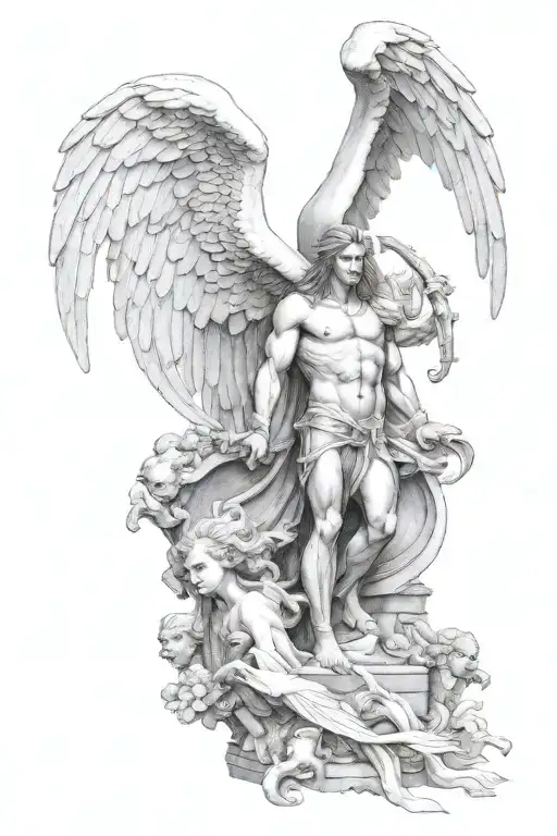 Arch Angel Standing On His Enemies