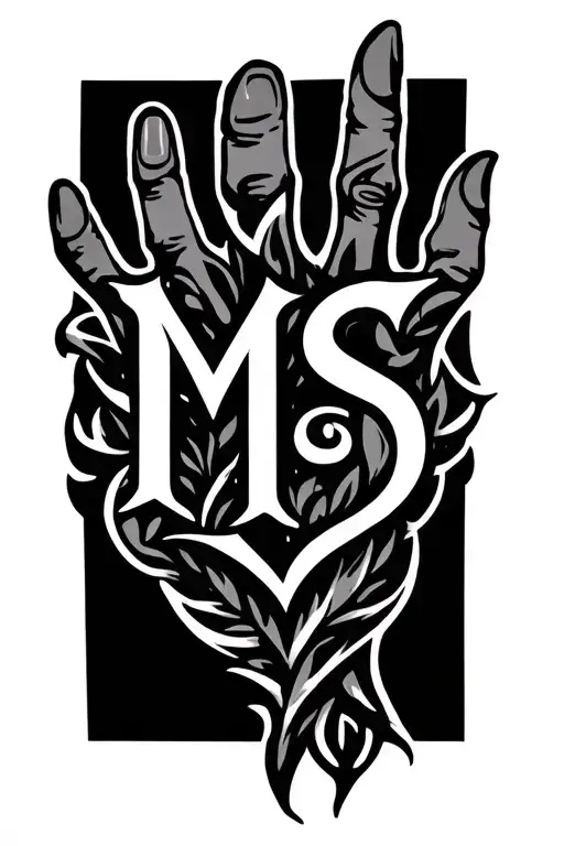 Trible Ornament Around Hand With Ms Letters