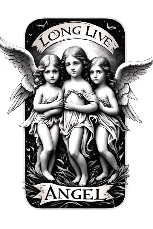 3 Little Angels With The Words Long Live Angel