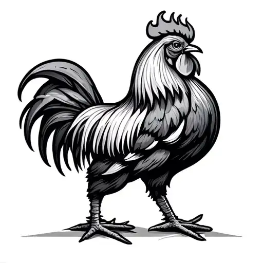 Rooster Line Sign With Sagittarius Zodiac Sign Intertwined