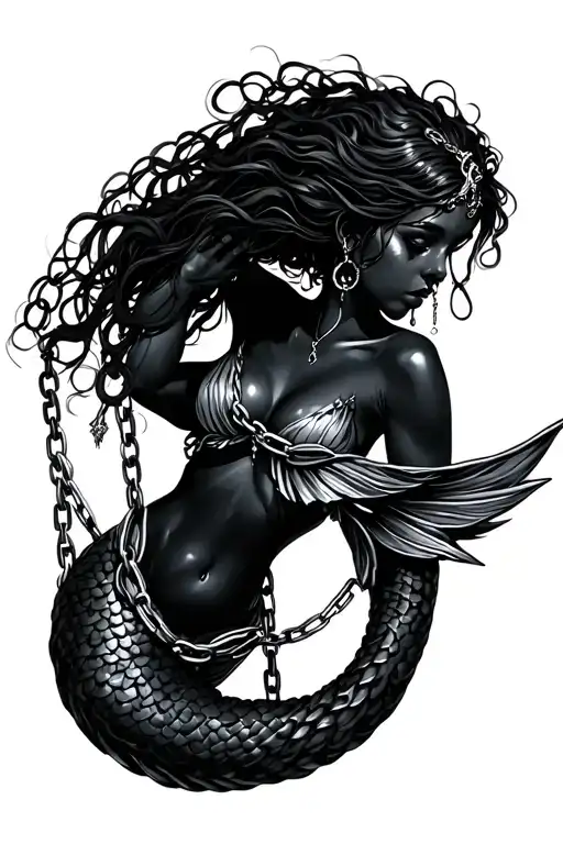Black Mermaid With Slave Chains Wrapped