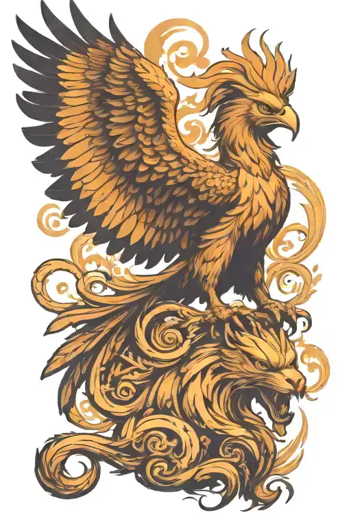 Majestic Pheonix Gaurding A Lion