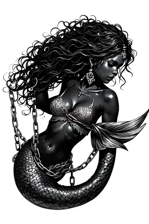 Black Mermaid With Slave Chains Wrapped