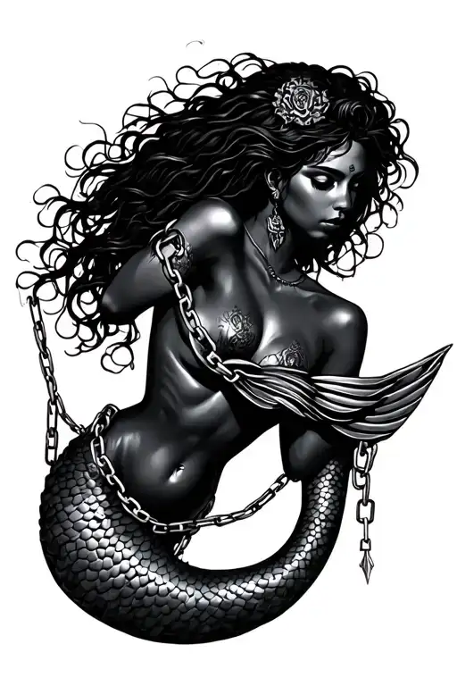 Black Mermaid With Slave Chains Wrapped