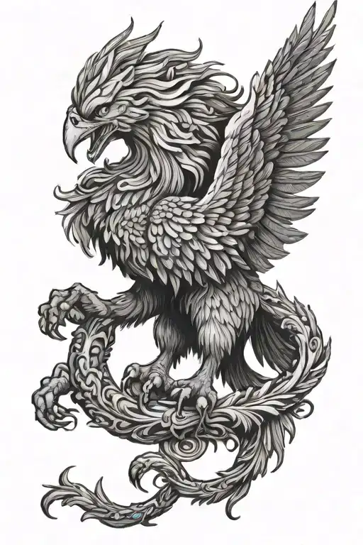 Majestic Pheonix Gaurding A Lion