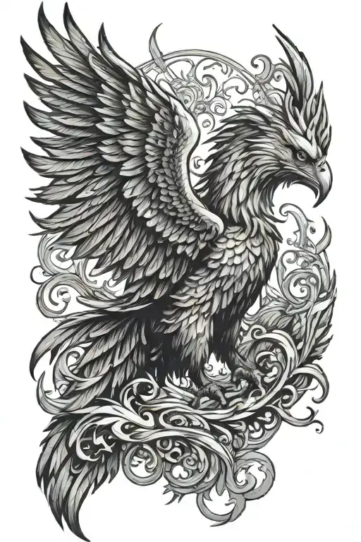 Majestic Pheonix Gaurding A Lion