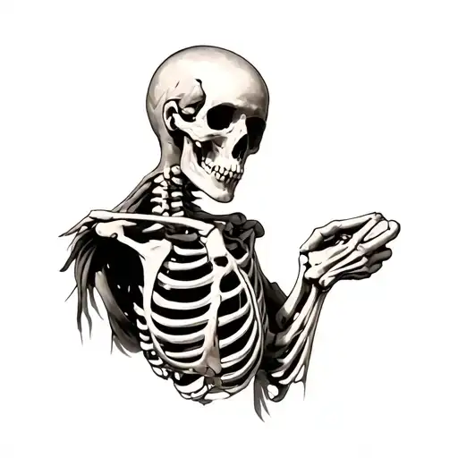 Creation Of Adam Skeleton Painting Inspired