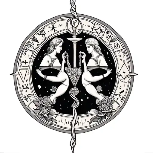 Libra And Aquarius Astrological Sign On The Forearm