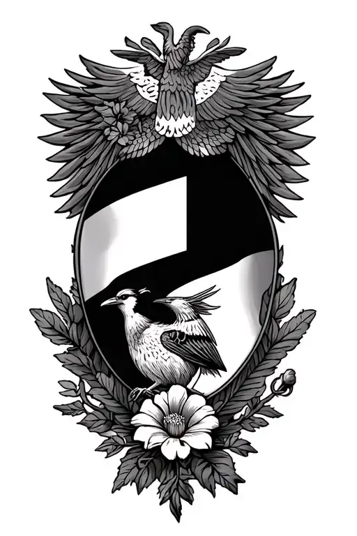 Panama Flag And Barbados Flag With The New York State Bird And Flower