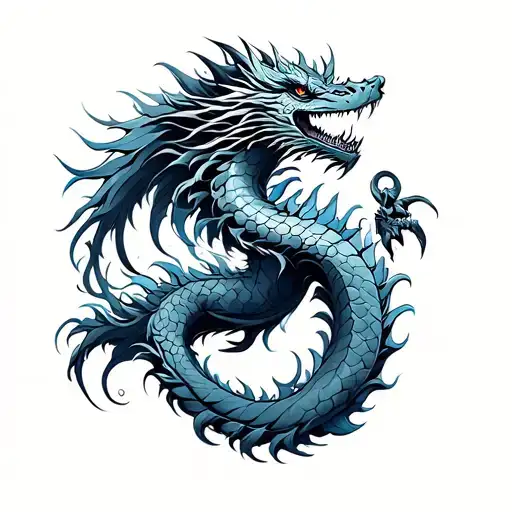 Blue Dragon Wrapped Round