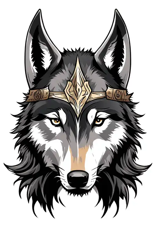 Viking And Wolf Face