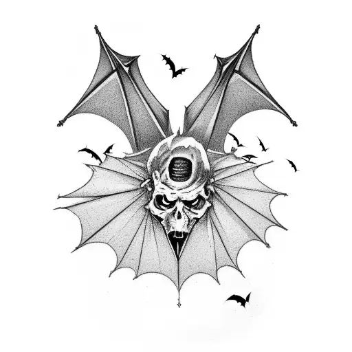 Pumpkin With Bats And A Raven