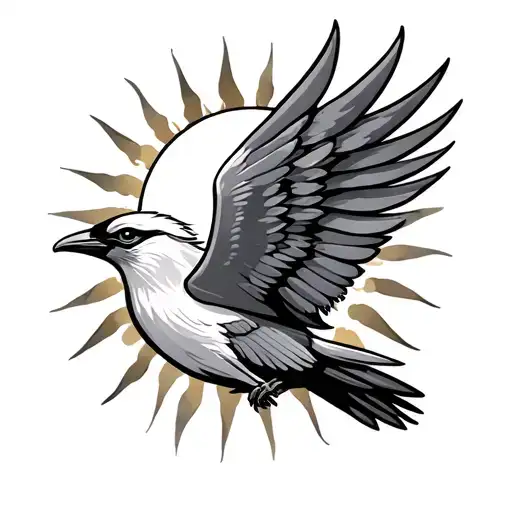 Dainty Thunderbird With Sun Simple Design