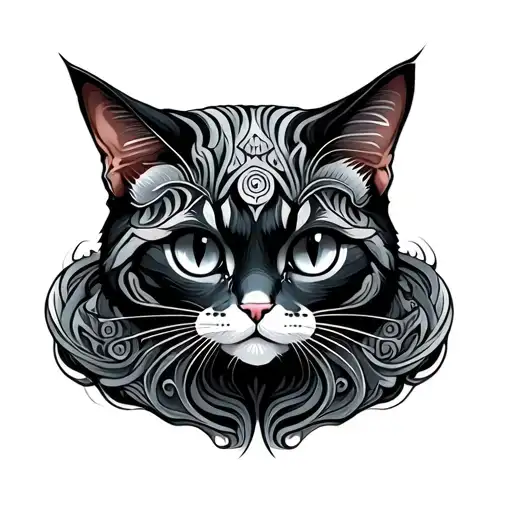 Psychedelic Cat Curled