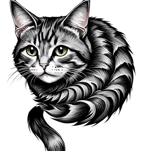 Psychedelic Male Cat Curled