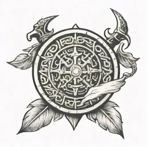 Viking Shield Tattoo Showcasing A Date