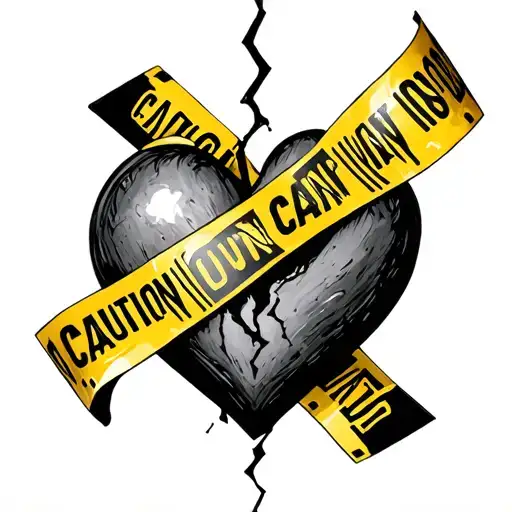 Caution Tape Below A Broken Heart