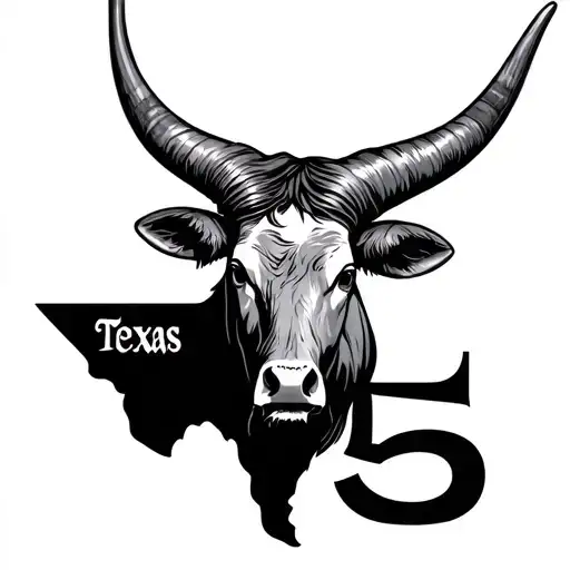 Texas Long Horns With The Number 5