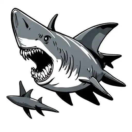 Cartoon Hammerhead Shark Outline Minimalist