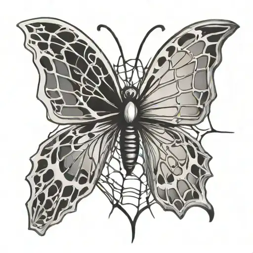 Butterfly Caught In A Spider Web