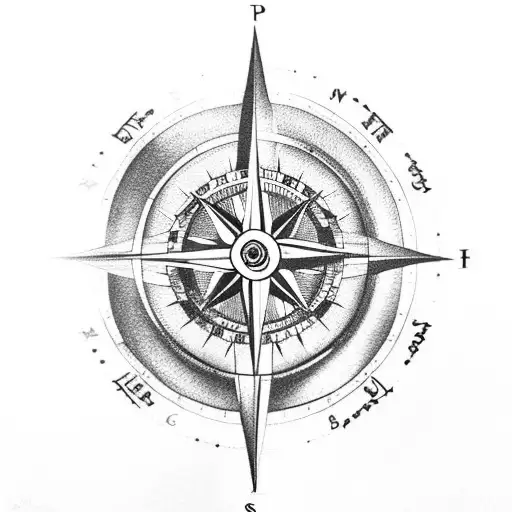 Compass With Ship And Roses And Anker
