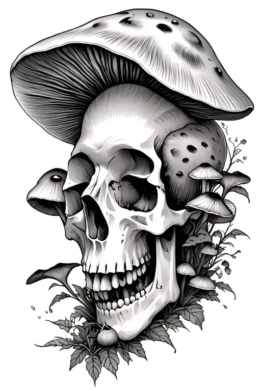 Mushrooms Growing In Skull