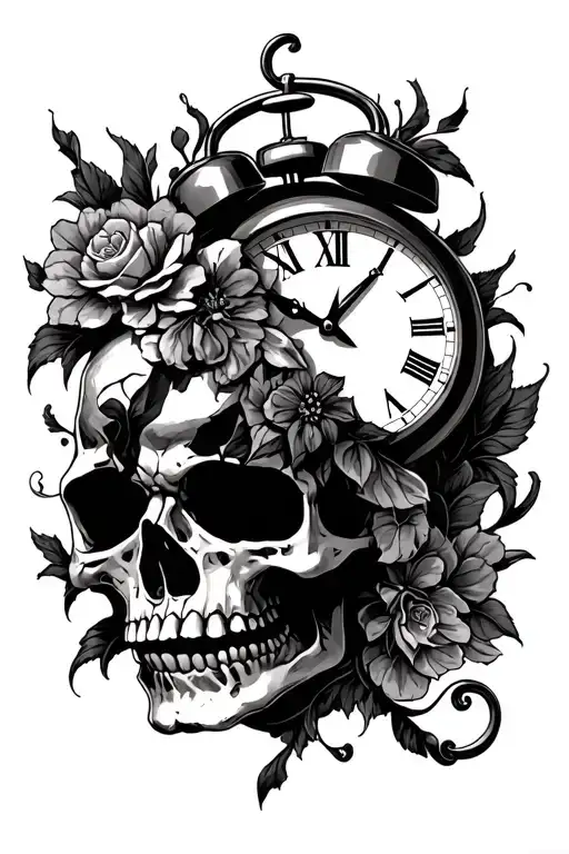 Skull And Clock Surrounded