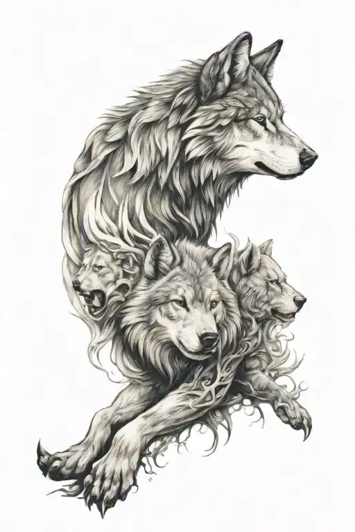 Wolf With Bear And Lion Sleeve