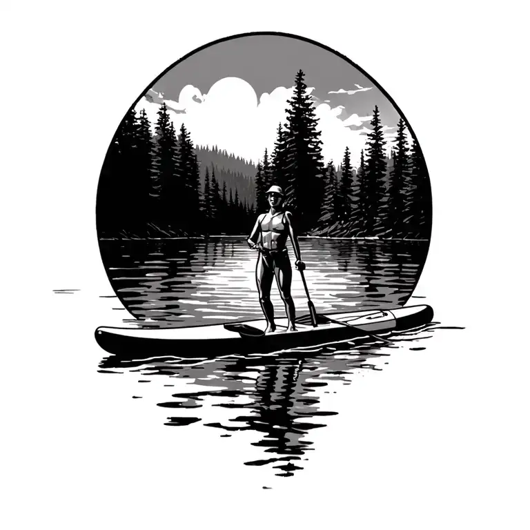Paddleboarding In A Forrest Lake