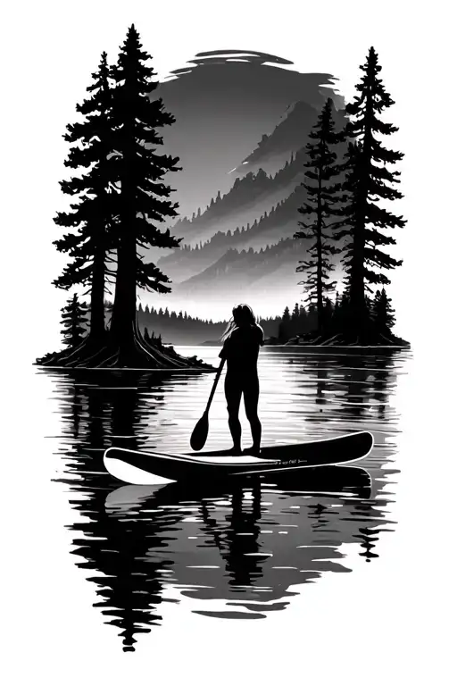 Paddleboarding In A Forrest Lake