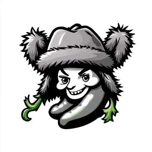 A Cartoon Chili Pepper Wearing A Fur Trapper Hat