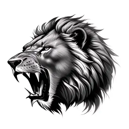 Realistic Lion Roar Half Face