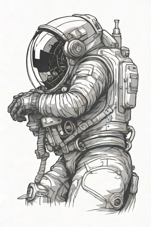 Women Side Profile Sad Astronaut Lost