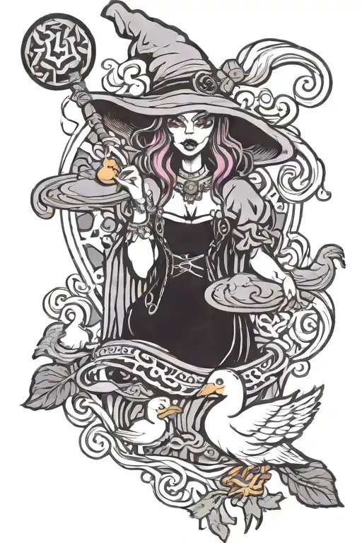 Juggalo Witch Casting Spells Holding A Duck