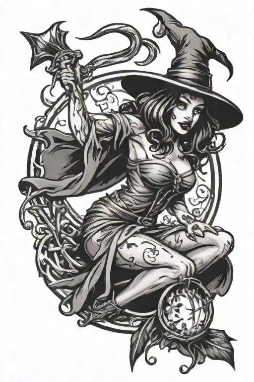Sexy Witch Casting A Spell