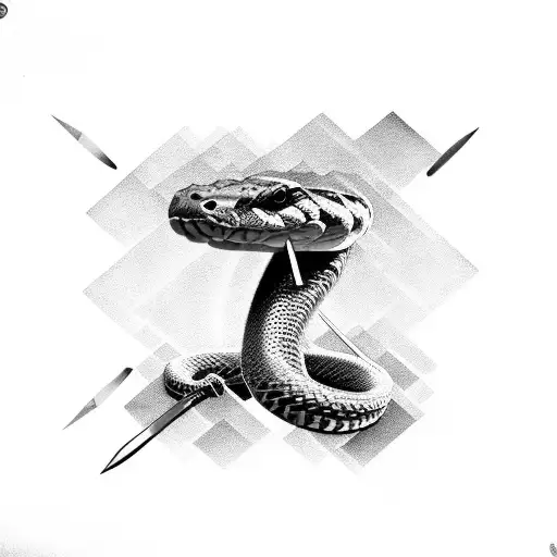 Rattle Snake With Knife Though Head