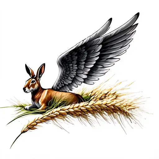 Small Horse Wing Wings With A Hare Below With Barley