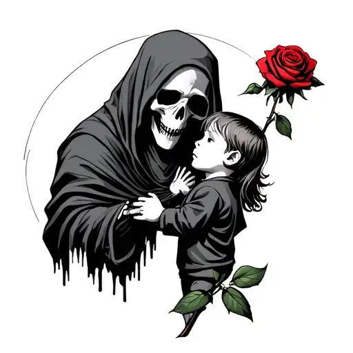 The Reaper Giving A Kid A Rose