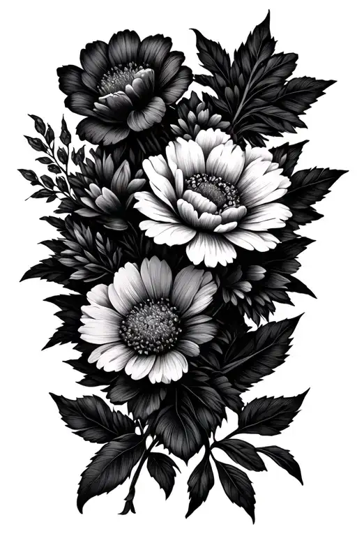 Flower Bouquet Fine Line