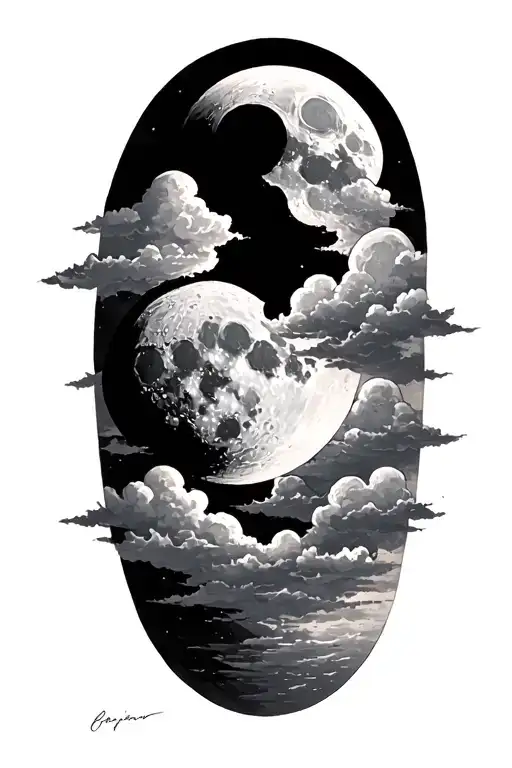 Waning Gibbous Moon With Clouds Forming The Shape