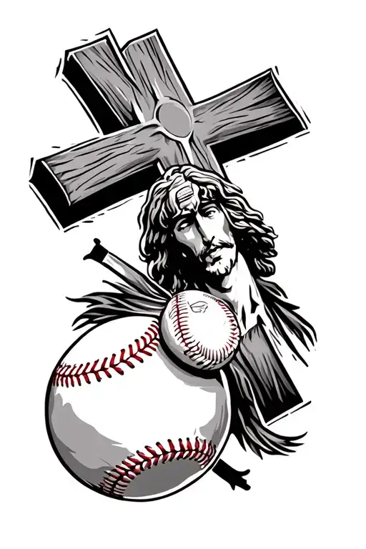 Baseball And Jesus Cross