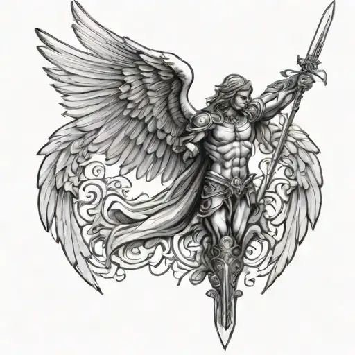 Micheal The Archangel Wings And Sword