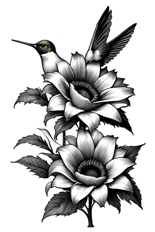 Rose Lily Sunflower Hummingbird