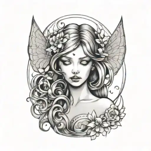 Fairy Woman No Face Art Noveau Style